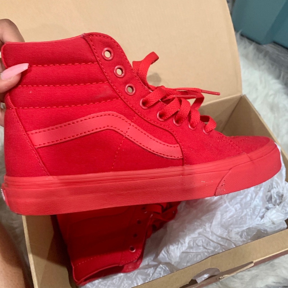 Red Sk8 Hi Vans